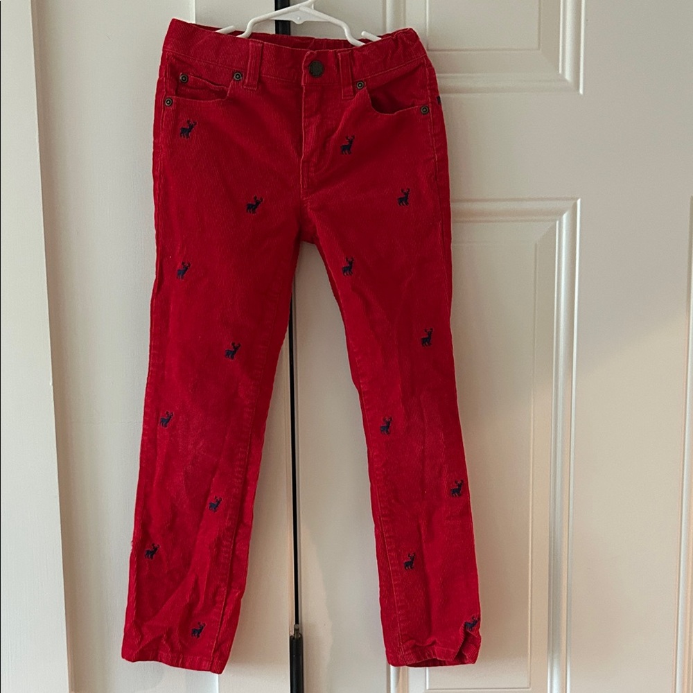 Janie and Jack Red Kids Jeans with Embroidered Accents